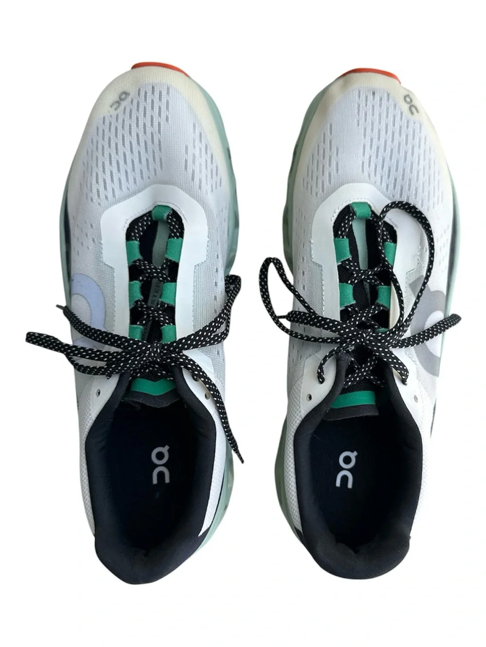 On Running Men’s White Cloudmonster, Melon Green & Black CloudTech-Style - Picture 3 of 5
